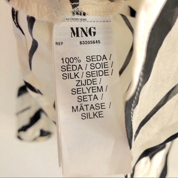 Rare Black/white striped silk blouse top MNG Sz. S - Picture 5 of 5